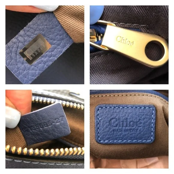 Chloe Marci Medium Navy Leather Satchel with Gold Hardware - Picture 3 of 8